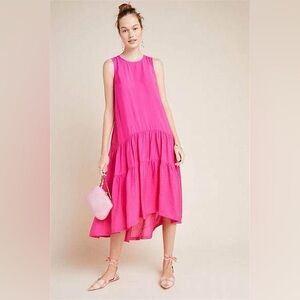 Anthropologie Pink Tiered Dress